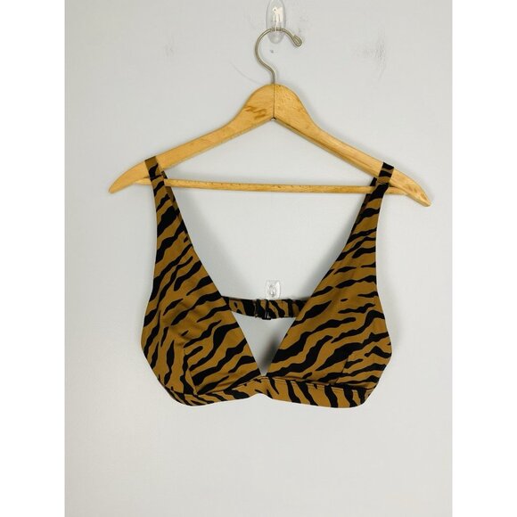 Everlane Bikini Top in Tiger Stripe Medium ReNew Plunge Triangle Top - Picture 5 of 9